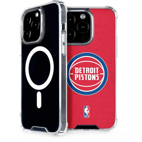 NBA Detroit Pistons Distressed iPhone 15 Pro MagSafe Case